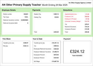 A Payslip Showing Deductions From An Umbrella Company.
